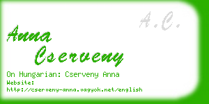 anna cserveny business card
